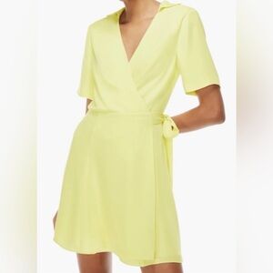 𝅺ARITZIA Babaton Amira Mini Wrap Dress In Chamomile Yellow Size M